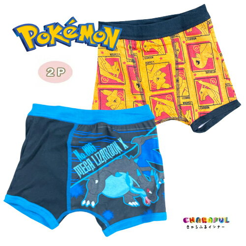 AR [POCKET MONSTERS 2P 이너 복서 팬츠 메가 리자돈 X 110cm 130cm] 속옷 속옷 옷 갈아 바지 복서 브리프 소년 남아 키즈 캐릭터 옷 상품 솜 남아 소년 포켓몬 포켓몬
