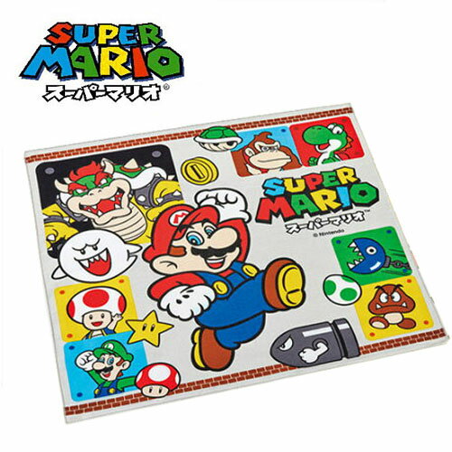 SK【スーパーマリオ　ランチクロス　43×43cm　023　日本製】子ども　キャラクター　グッズ　プレゼント　綿100　お弁当　mario　マリオ　ルイージ　ヨッシー　クッパ　クリボー　ドンキー　ランチ　クロス　スイッチ　switch　任天堂　ニンテンドー