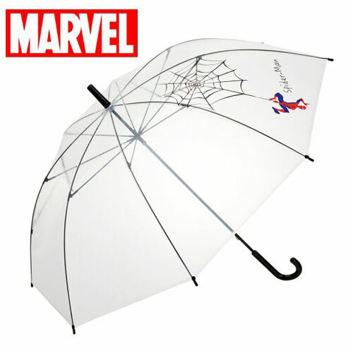 SK【Marvel スパイダーマン 透明 ビニール 傘 60cm】こども 子供 子ども 雨具 雨傘 かさ キャラクター 通学 学童傘 小学生 USJ キッズ 長傘 グッズ マーベル グラスファイバー SPIDER MAN