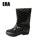 イーラ 【ERA　イーラ　レディース　レインブーツ　BLK DOT 　752-04】婦人　高校生　おしゃれ　オシャレ　かわいい　雨具　長靴　レインシューズ　レイン　ブーツ　シューズ　22.5cm　23cm　23.5cm　24cm　24.5cm　防水　ドット　水玉