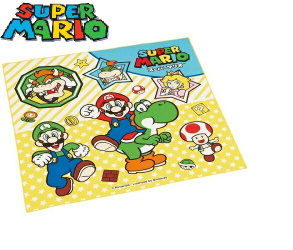 SK【スーパーマリオ　021　ランチクロス 43×43cm 日本製】子ども　キャラクター　グッズ　プレゼント　綿100　お弁当　mario　マリオ　ルイージ　ヨッシー　クッパ　ランチ　クロス　スイッチ　switch　任天堂　ニンテンドー