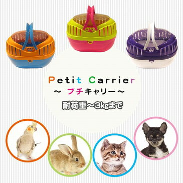 fw【組立 小型 動物用 プチキャリー】子犬 子猫 用 グッズ 用品 小動物 鳥 ペット 移動 シンプル 衛生的 洗える 取っ手 軽量 通気性 クリア お手入れ 簡単 動物 キャリー バッグ かばん ウサギ 旅行 軽い キャリーバッグ ハードキャリー