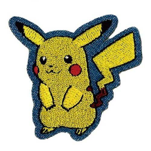 MN【ポケットモンスター　デニム　刺繍シール　ピカチュウ　T01R1263】シール　デコシール　シールワッペン　ステッカー　スマホデコ　デコグッズ　デコパーツ　貼ってはがせる　ワッペン　刺繍ワッペン　刺繍　アップリケ　スマホ　スマホケース　リメイク　ポケモン