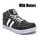 【Wild Nature メンズ 軽量 スニーカー GY スウェット 2955-02】ミドルカット 紳士 シューズ 安い カジュアル 軽い 低価格 ウォーキング スポーツ 超軽量 運動 運動靴 大人 疲れない 動きやすい ファッション