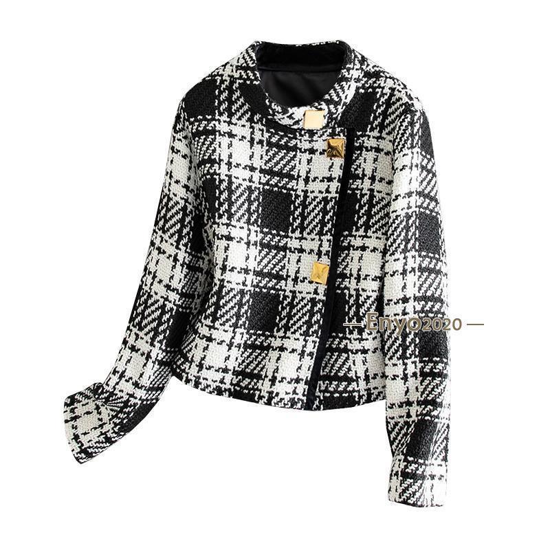 レディースラシャコート立ち襟保温チェック柄華やか可愛いキレイめ大人エレガント秋服冬服アウターコート