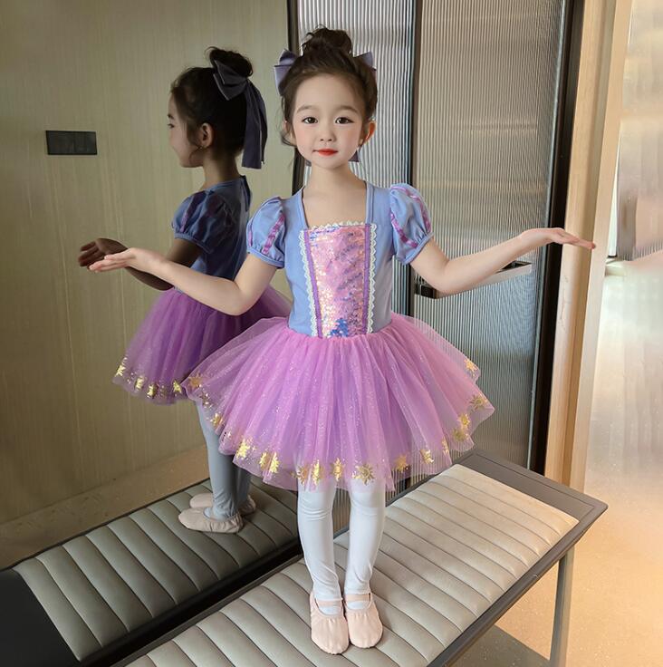 半袖ワンピース子供バレエダンス衣装プリンセンスドレスレオタードハロウイン女の子ダンス衣装半袖ワンピースバレエチュチュワンピースキッズダンス普段着可愛いダンス衣装ダンス衣装団体服舞台演出服運動会110-180cm