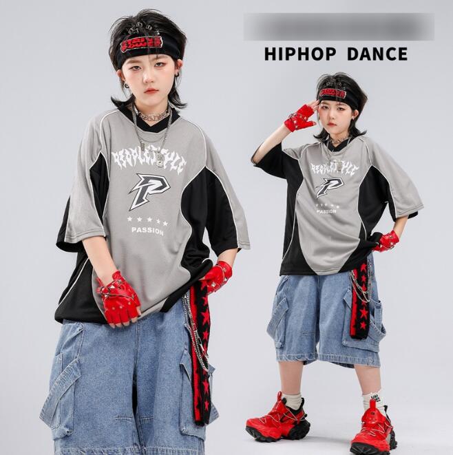 hiphop子供ジャズダンス衣装シャツデニムパンツ子供ジャズダンス衣装jazzhiphopハ...