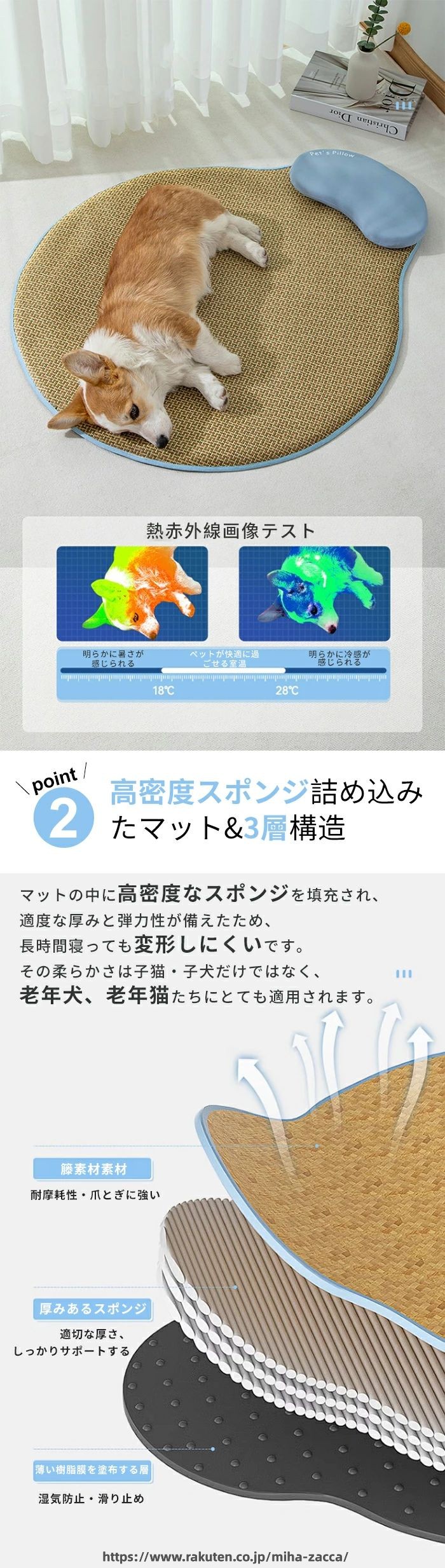 新品発売期間特価柔らかい涼感暑さ対策耐噛み犬猫ベッドクッションペットベッド中...
