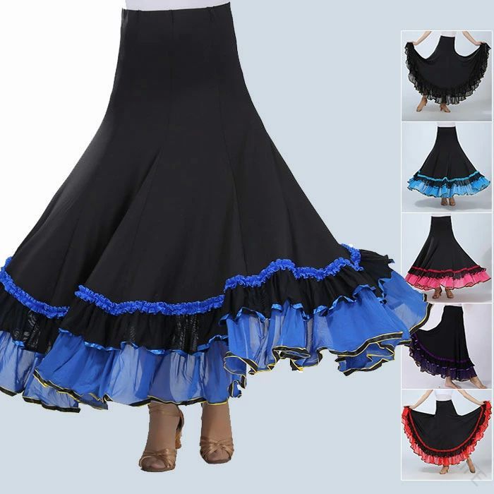 bordercolor="#ffffff"> 商品 ダンス 衣装 サイズ フリー総丈90cm ウエスト65cm〜80cm 色 ブルー ブラック レッド パープル フューシャピンク 素材 ポリエステル ■ご購入前に必ずお読みください 色・サイズについて ・寸法はスタッフが商品を平置きにし、外側から採寸したサイズです。 メジャーでの採寸のため、多少の誤差がある場合がございますがご了承ください 。 ・商品写真はできる限り実物の色に近づけるよう徹底しておりますが、 お使いのモニター設定、お部屋の照明等により実際の商品と色味が異なる場合がございます。 商品について ・生地を織る際に糸の継ぎ目や多少のほつれ等が生じる場合がございますが品質上の問題はございませんのでご了承ください。 ・生地のカッティングにより画像と異なる場合がございます。 同商品、同色におきましても色(染料)やロットによって伸縮性・伸び率、裁断上ずれなどが生じてしまう現象があります。 商品の取扱いについて ・お手元に届いた商品は必ず袋から取り出し、なるべく密閉は避け風通しの良い場所で保管して頂くようお願い致します。 ・漂白剤のご使用はお避けください。 ・商品によってはシワが付きやすく、畳みジワ、折りジワなどが強く出る場合がございます。 ・生地の特性上、匂いが強く感じられるものもございます。数日のご使用や陰干しなどでほとんど感じられなくなります。 ◆ ご了承いただきたいこと◆ 商品によっては、メーカー終売（廃盤）や欠品等により、ご希望の商品をご用意できない場合、 またはお届けが遅れる場合がございます。 その際、当方よりメールにてご連絡を差し上げま すが、あらかじめご了承下さいますようお願い致します。 　以上を、ご了承の上お買い求め下さいませ。 原産国／製造国: 中国 .ダンス衣装 スカート フラメンコ 衣装 社交ダンス スカート 社交ダンス衣装 レッスン着 発表会 ステージ 舞台衣装 フリル ロング パイピング ブルー ブラック レッド パープル ピンク コスチューム ダンス服 練習着 パフォーマンス衣装 演技衣装 コンペティション衣装 フラメンコドレス フラメンコスカート ロングスカート レディースダンス衣装 モダンダンス衣装 派手 衣裳 競技ダンス衣装 踊り衣装 舞踊衣装 各種ダンスイベントに最適な多機能ダンスウェアです。初心者からプロまで幅広く対応し、華やかなステージや練習におすすめ。人気の色展開で魅力的な演技をサポートします。。 指定された配送時間は承っておりません。lumilife メーカー希望小売価格はメーカーカタログに基づいて掲載しています