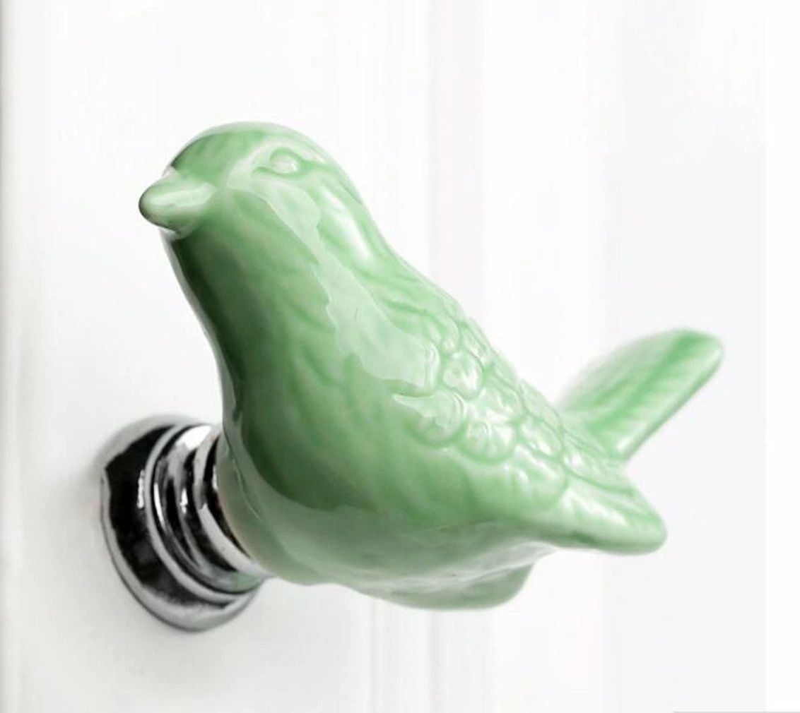 カラフルなセラミックノブのドレッサー引き出しノブプルハンドルキッチンキャビネットノブP0067-bird