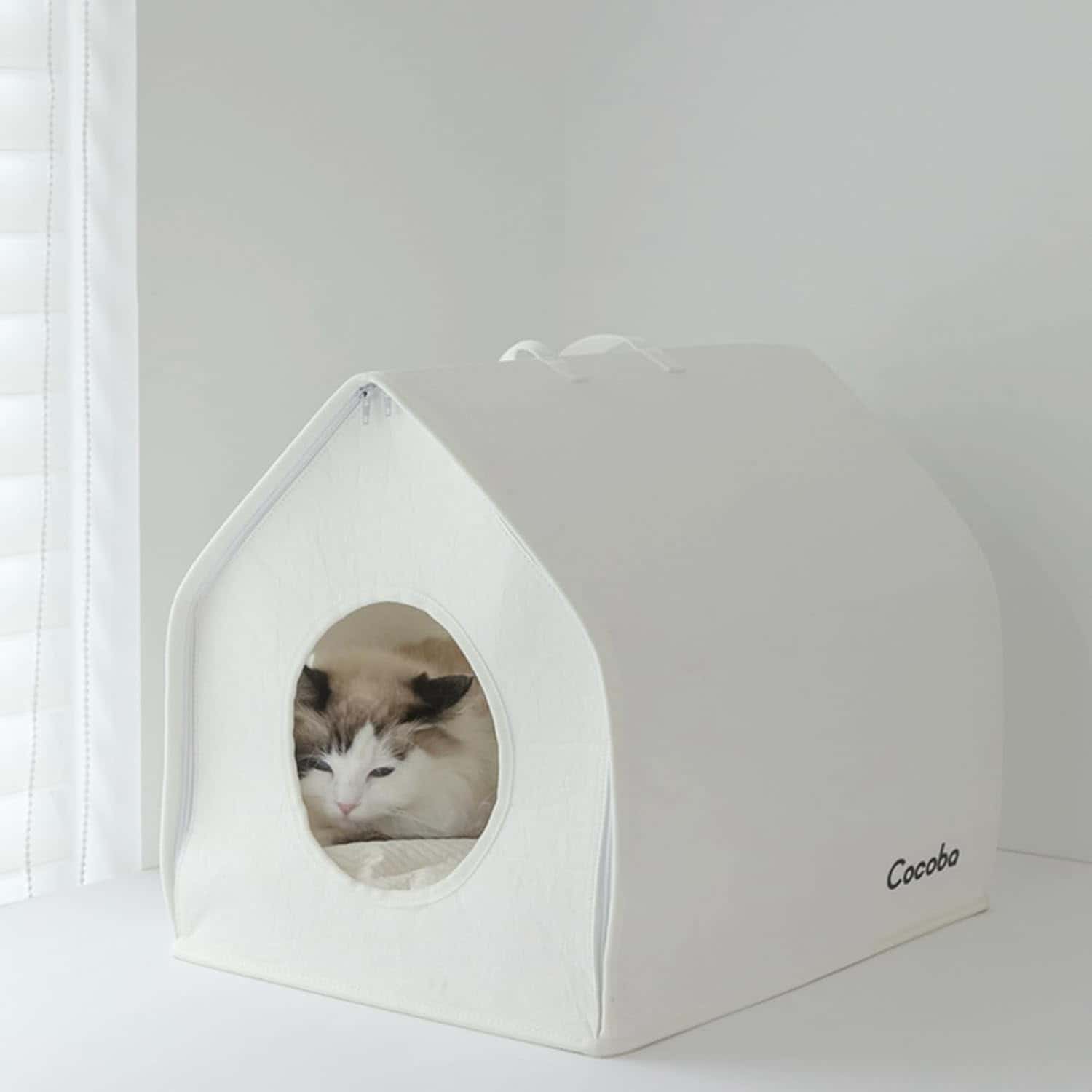 ハウス型ペットハウスクッション付き折畳可能おしゃれな室内ペットベッド春夏秋冬用猫・小型犬用清潔・耐久性・持ち運び便利