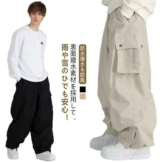 スノーボードウェアメンズレディーススキーパンツ黒薄手春秋防水カーゴパンツスノーボードウェアスノボーウェアメンズスノボーウェアレディーススキーウェアロングパンツズボンカジュアルパンツ防風撥水スキーパンツスキーパンツボードウェア