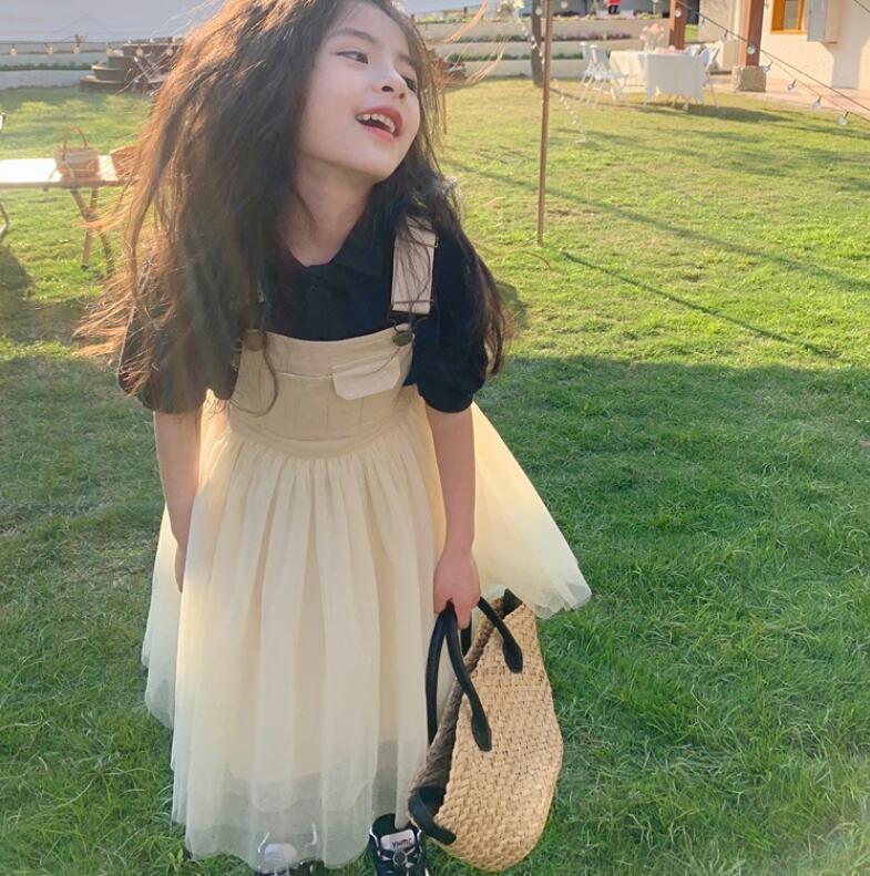 ジャンスカートサロペットワンピースチュールスカート子供服女の子ワンピースオー...