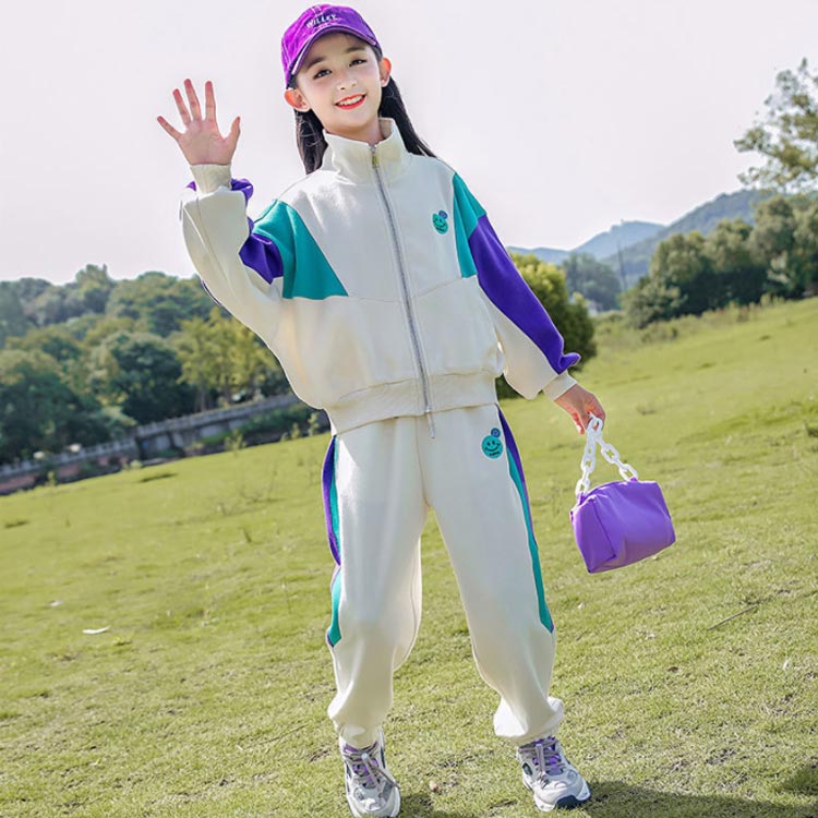 rapport-selectの子供服ジャージスウェットセットアップパーカージップアップアウタースウェットパンツ上下セット配色キッズ女の子男の子子供ジャージスポーツウェアトレーニングウェアダンススポーツ運動着体操服合宿旅行春秋送料無料120-170cm｜アングル2