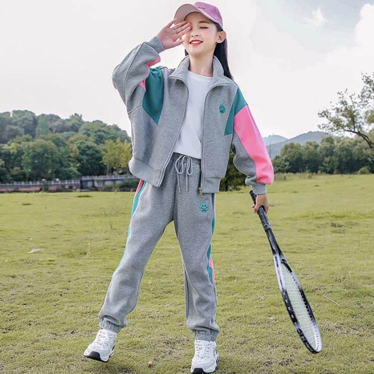rapport-selectの子供服ジャージスウェットセットアップパーカージップアップアウタースウェットパンツ上下セット配色キッズ女の子男の子子供ジャージスポーツウェアトレーニングウェアダンススポーツ運動着体操服合宿旅行春秋送料無料120-170cm｜アングル3