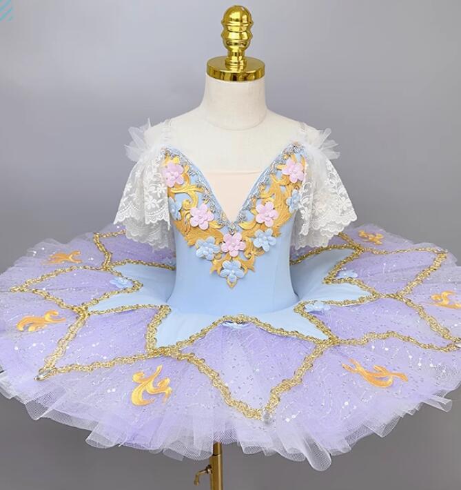 レース袖バレエダンス女子ダンス衣装刺繍子供レオタード女の子ダンス衣装腕花+髪飾り+タイツ付きバレエスカート可愛いドレス子供スカートボリュームバレエ体操専門練習着レッスン着ふんわりバレエ練習コンクールレッスン100cm-160cm