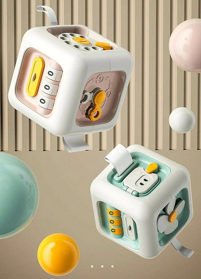 rapport-selectのモンテッソーリおもちゃボックス立方体男の子女の子知育玩具多機能スイッチ時計知育玩具1歳2歳3歳ベビー赤ちゃんキッズ子供おもしろい誕生日クリスマスプレゼントピンクグリーン送料無料｜アングル2