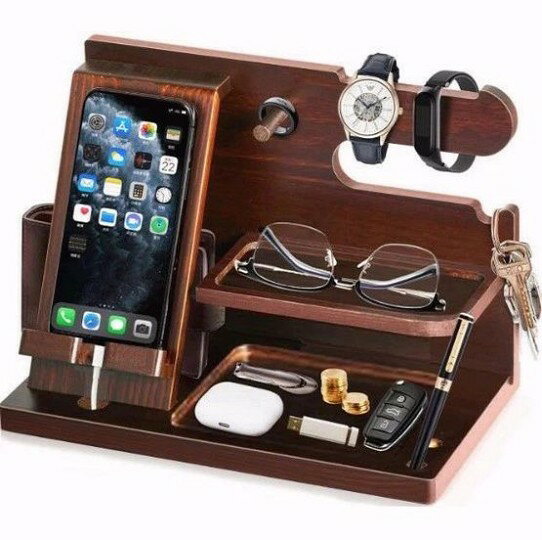 誕生日プレゼント男性父の日プレゼントスマホスタンド木製父親誕生日プレゼントスマホ置きペン立て誕生日贈り物メンズギフトガジェットおもしろ記念日プレゼント彼氏腕時計スタンドメガネスタンドペンスタンドデスクオーガナイザー小物収納 rapport-select-10016921 rapport-select パッケージ画像