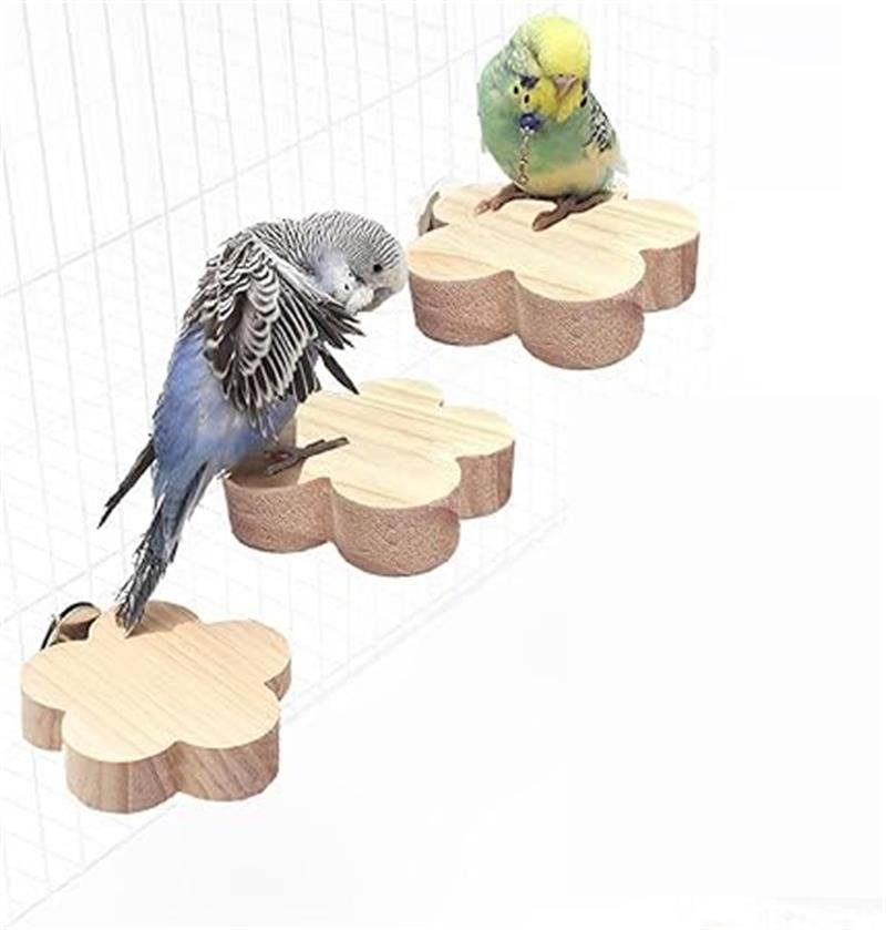 止まり木インコ鳥文鳥おもちゃパーチ鳥休み場所木製フラワースタンド3点セット