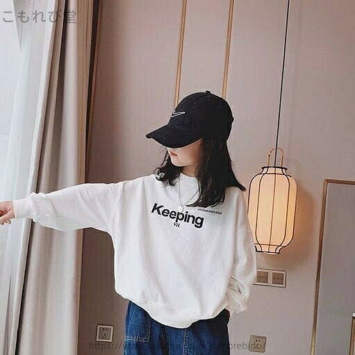 送料無料丸首 ジュニア 可愛い ゆったり キッズ服 秋 春 春秋 女の子 カジュアル ...