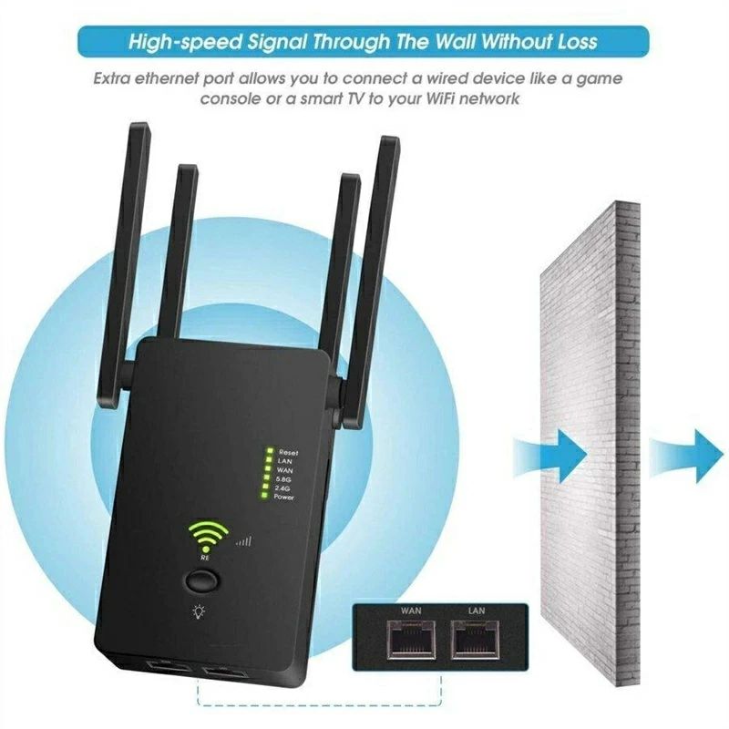 rapport-selectのWIFI無線LAN中継器 1200Mbps Wi-Fi 中継機 5G/867Mbps +2.4G/300Mbps 無線LANアンプ 11ac/a/n/g/b対応 WiFi リピーター デュアルバンドWiFi範囲拡張器 WiFiブースター 無線LAN 増幅器｜アングル2