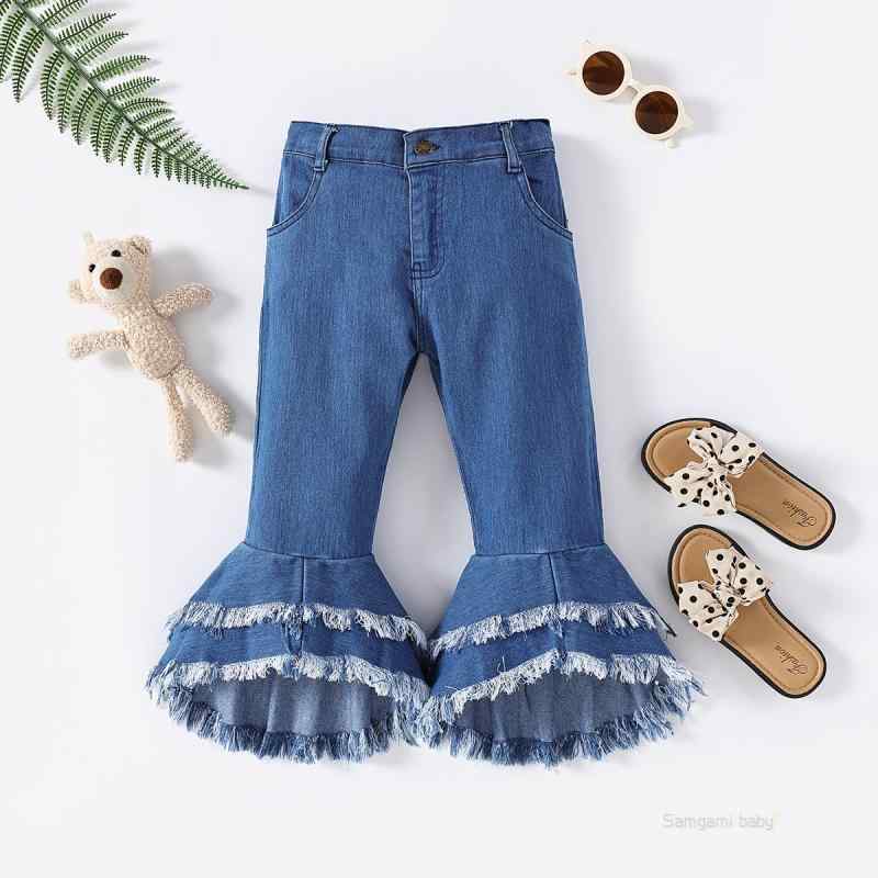 子供服ジーンズ春秋女の子デニムパンツキッズベルボトムパンツガールズジーパンジュニアズボンこどもパンツボトムス長ズボン普段着伸縮性