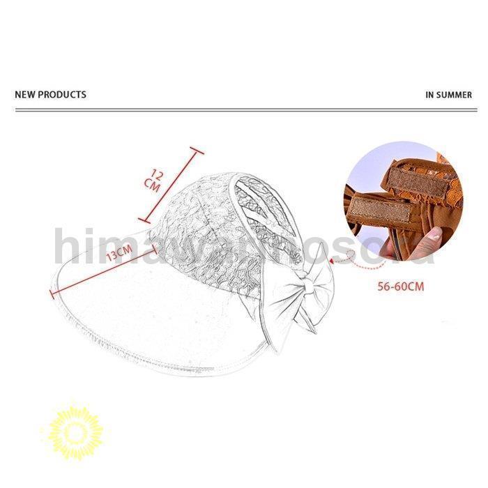 サンバイザー帽子レディース日除けUVカットつば広レース切り替えリボンつばが大き...