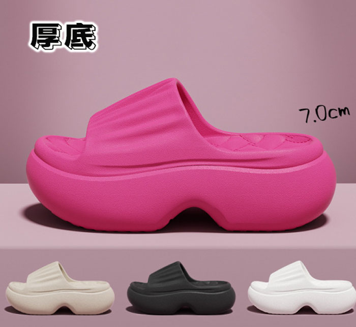 送料無料 女性用厚底スリッパ家居&外穿両用 スリッパ レディース 厚底サンダル 7cm...