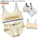 ショーツセット スポーツブラ 学生 ノンワイヤーブラ リブ 上下セット 高校生 高校生 シンプル 英字ロゴ ジュニア向け フィットネス ヨガ 運動 トレーニング...