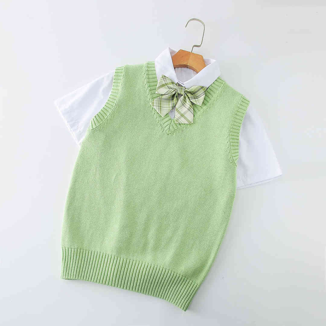 ニットベスト Vネック 学生服 スクールベスト 小学生 ノースリーブ 女子高生 制服 シンプル 無地 ゆったり お洒落 通学 通勤 入学式 卒業式 無地