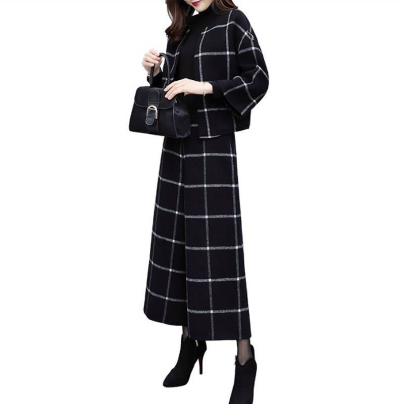 冬 秋 ワイドパンツ パンツセットアップ 大きいサイズ レディース 入学式 パンツセットアップ チェック柄 40代 パンツ アウター 通勤 ガウチョパンツ コート 30代