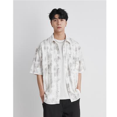 春夏新作 ワイシャツトッブス メンズ ストライプ 男 通勤 半袖 韓国風 通気 ホワイト M/L/XL/2XL/3XLサイズ(4)