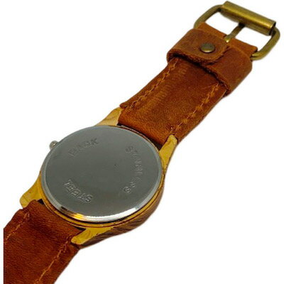 牛革ベルト　クウォーツ　天然素材　メンズ　レディース　ユニセックス　本革　レザー　ハンドメイド　木彫風　腕時計