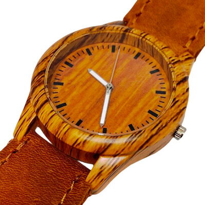 牛革ベルト　クウォーツ　天然素材　メンズ　レディース　ユニセックス　本革　レザー　ハンドメイド　木彫風　腕時計