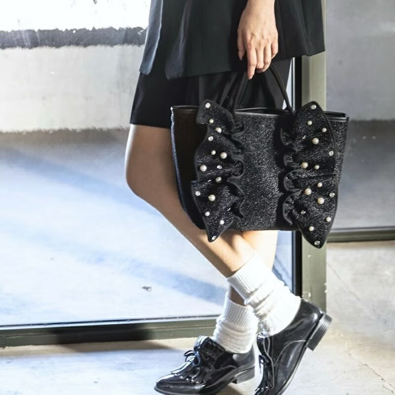 【Rapture ラプチャー】 -TT288BCMIX-CBS-ネイプルズラッフルトート ビジューミックス CBSサイズ RAPTURE ラプチャーバッグ ダイバー素材バッグ フリルバッグ