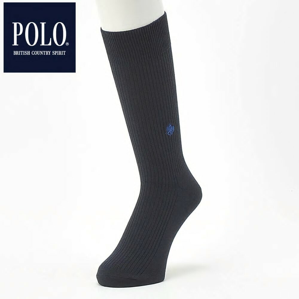 信頼のグンゼ製 GUNZE グンゼ　POLO ポロ　靴下 ソックス リブソックス メンズ ワンポイント　紳士 通勤 通学 運動 25〜27センチ PL0122