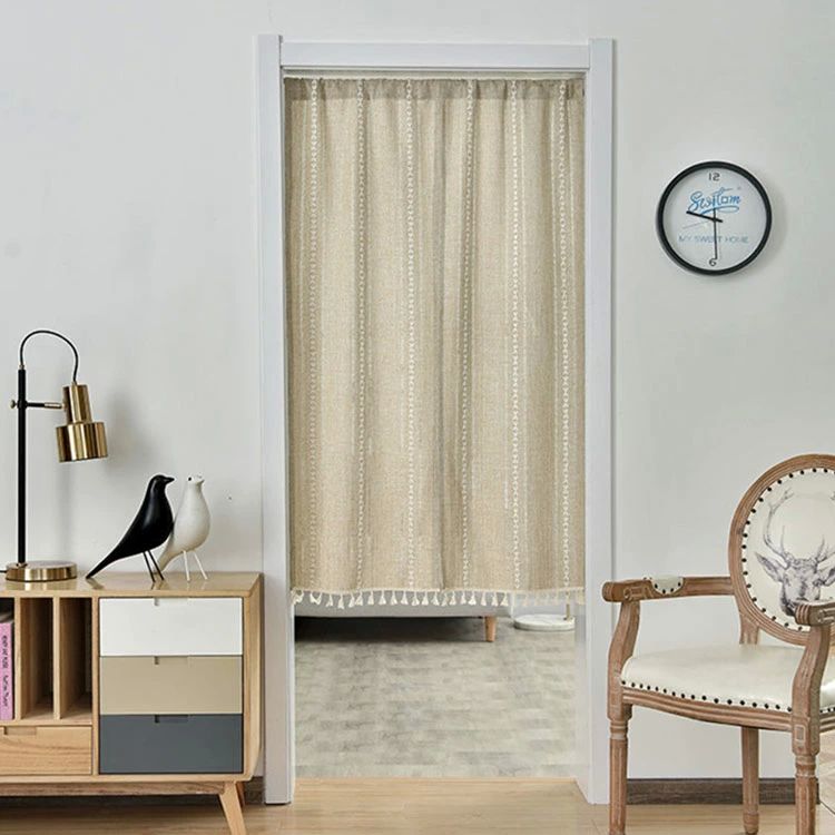 玄 北欧 天然素材 仕切り布 ドアカーテン 厚手 高さ120/150/180cm 幅100/85/70cm 刺? 目隠し 和風 のれん 突っ張り棒式 綿麻混
