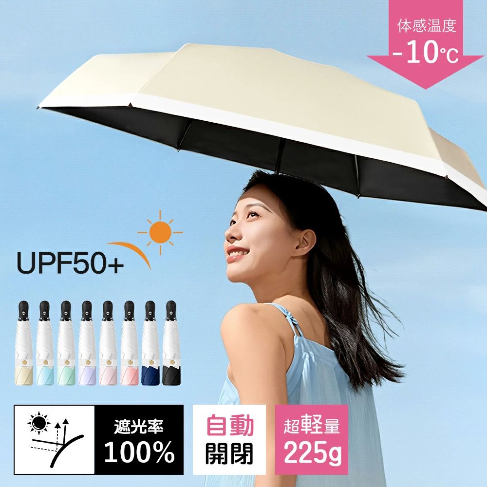 晴雨兼用傘 225g 軽量 ミニ傘 遮光率100％ 三つ折り 折りたたみ 日傘 UVカット ワンタッチ 折りたたみ傘 完全遮光 折りたたみ