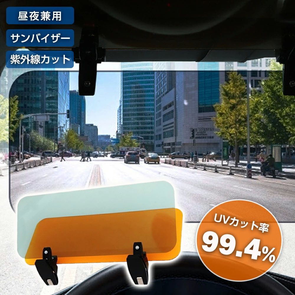 アンチグレアカーサンバ 360°回転 左右前後調整可能 グレー 日よけ フロント カーサンバイザー 偏光サンバイザー サンバイザー