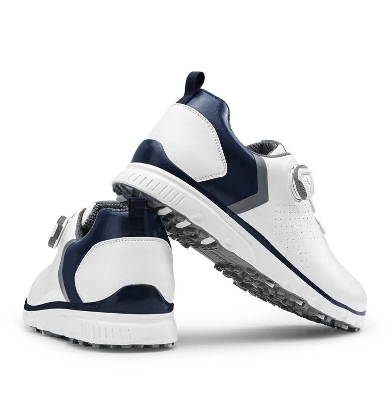 紺色 防水 滑り止め レザーシューズ 練習 ゴルフスニーカー レザーシューズ 24.5-27.5CM BOA ボア 春夏秋 スパイクレス メンズ