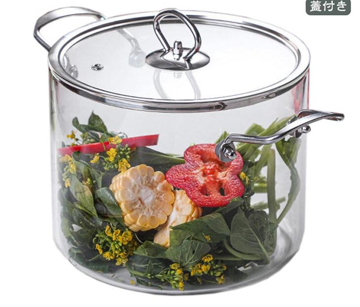卓上鍋 使える ガラス鍋 両手鍋 直火対応 火 鍋 で ガラス ガラス 2.5L/3.5L/4.5L/5.5L 対応 直火 ガラス鍋 両手鍋 卓上鍋 深