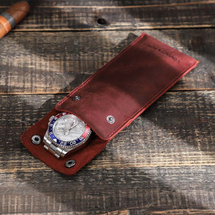 出張 収納ポーチ 時計 1本用 高級時計入れ 時計ポーチ 収納ケース 持ち運び 本革 腕時計 牛革 腕時計 時計ケース ケース Apple