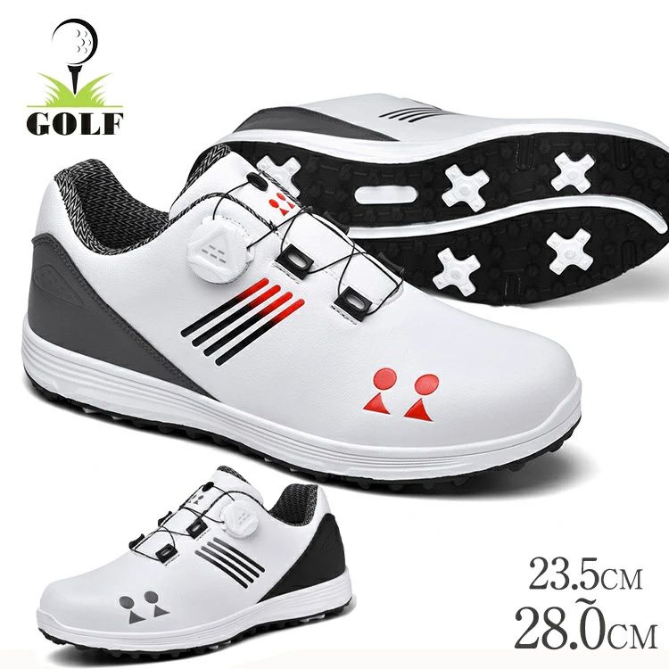 派手 軽量 幅広 4E 25.5cm 28cm 29cm 24.5 23.5~28 大きいサイズ レッド グレー ホワイト スパイクレス メンズ ゴルフシューズ