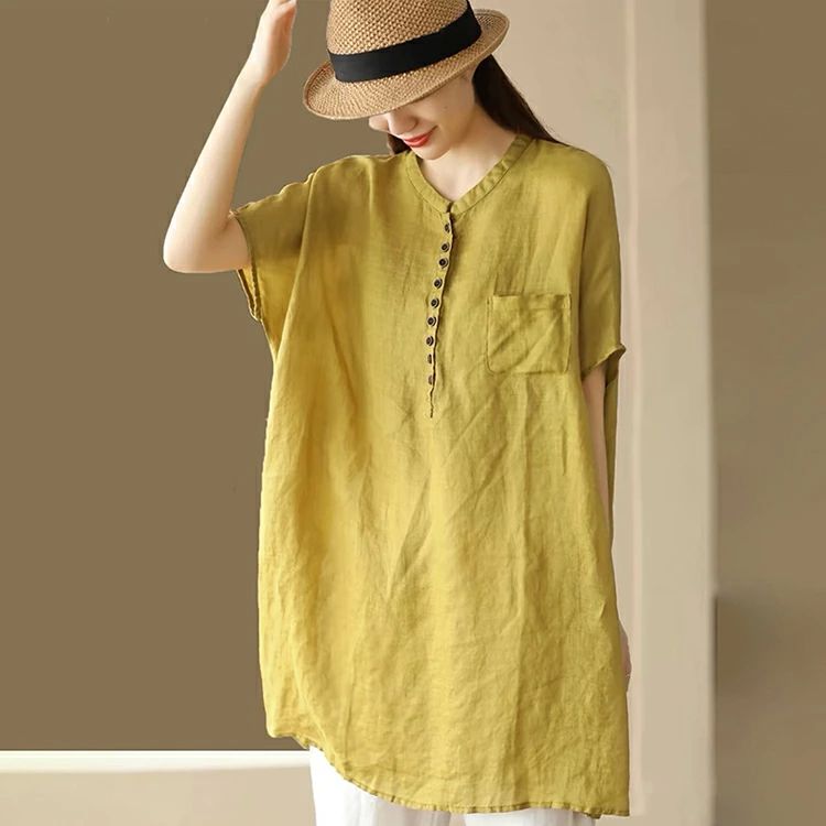 大きいサ インナー 綿 カジュアル ゆったり ロンt 夏 春 立ち襟 オーバーサイズ ボタン ロンt 長袖 トップス レディース tシャツ