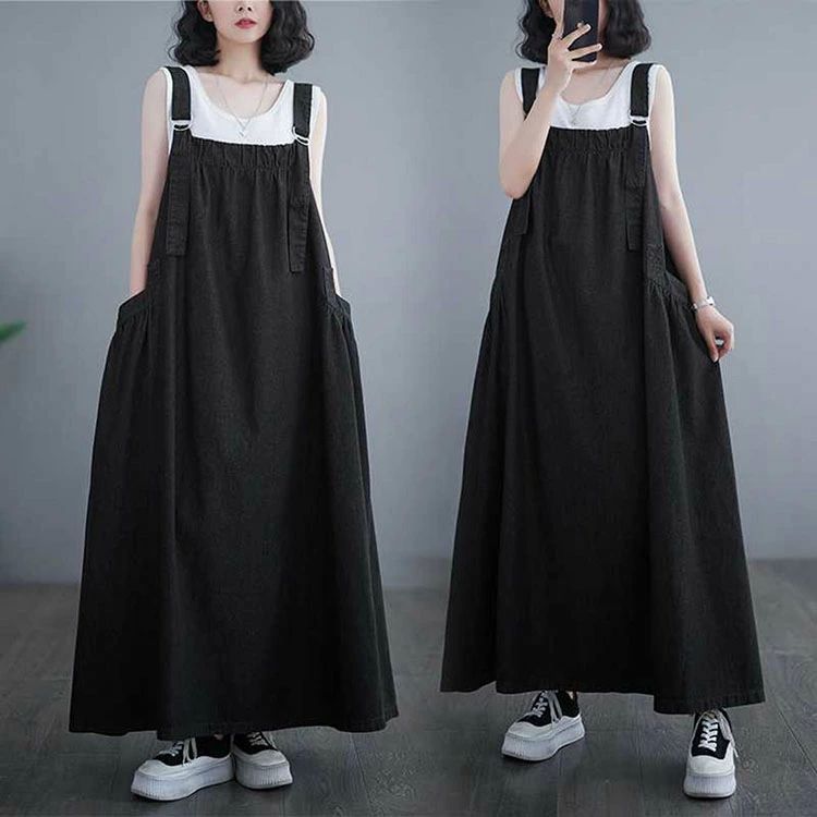 ワンピース レディース デニム サロペットスカート グラデーション チュール 切り替え ロング マキシ丈 ギャザー ゆったり 春夏 ストリート カジュアル かわいい ピンク系