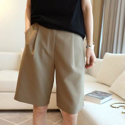 ららショップの4X 3XL 2XL XL L M S ベージュ 黒 無地 ハイウエスト 膝上 Aライン 個性的 送料無料 レディース 半パン キュロット ハーフパンツ｜アングル2