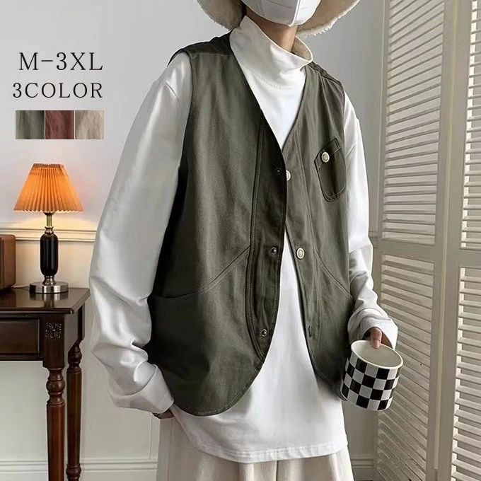 カジュア 前開き シニア ゴルフ アウトドア チョッキ サマーベスト ポケット付き ワーク風 カジュアルベスト ジレベスト メンズ