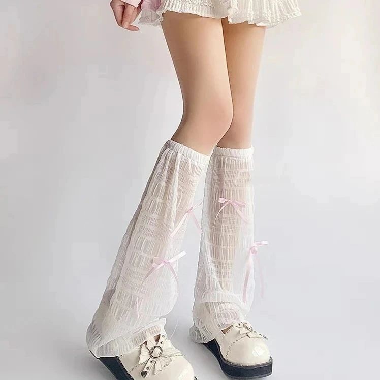 ロリータ バレエ風 ホワイト 薄手夏レースソックス ソックス レッグカバー 靴下 ソックス フレア 足カバー