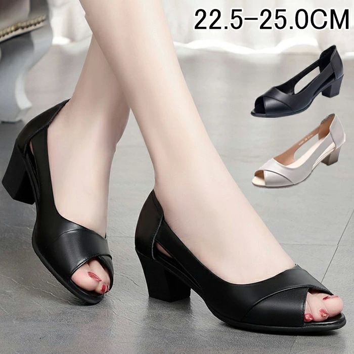 おしゃれ 結婚式 シューズ 太ヒール 大きいサイズ ローヒール チャンキー フラット パンプス オープントゥ サンダル レディース