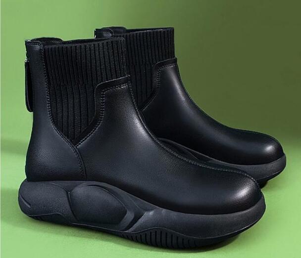 シューズ 外反母趾 疲れない 歩きやすい ローヒール ショート 靴 4cm ショートブーツ ブーツ 黒 レースアップ 厚底 ボリューム